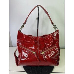Dooney & Bourke Red Patent Leather Shoulder Bag Double Handles Handbag Purse
